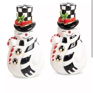 MacKenzie-Childs Nostalgia Snowman Ceramic Salt & Pepper Shakers